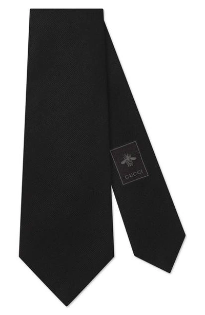 Shop Gucci Sartorial Label Wool & Silk Tie In Black