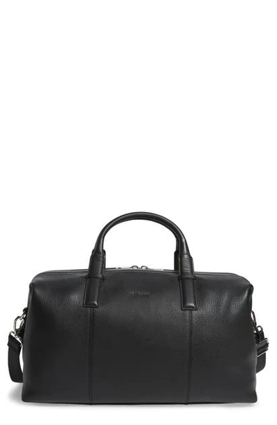 Shop Ted Baker Bagtron Leather Duffle Bag In Black