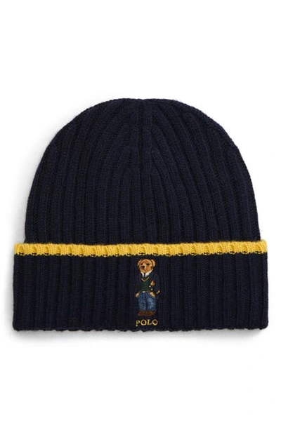 Shop Polo Ralph Lauren St. Andrew Bear Knit Cap In Navy