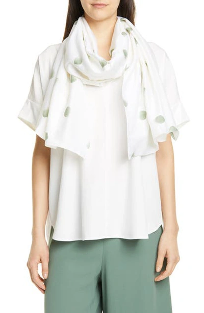 Shop Eileen Fisher Organic Cotton & Silk Scarf In Nori