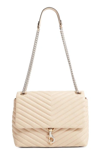 Shop Rebecca Minkoff Edie Flap Quilted Leather Shoulder Bag In Clay