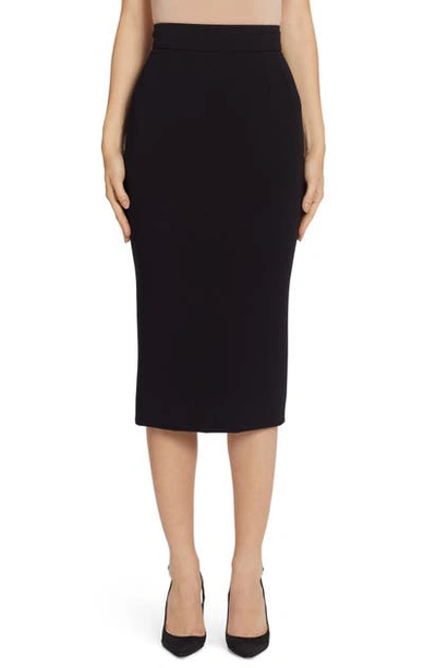 Shop Dolce & Gabbana Stretch Wool Pencil Skirt In Black