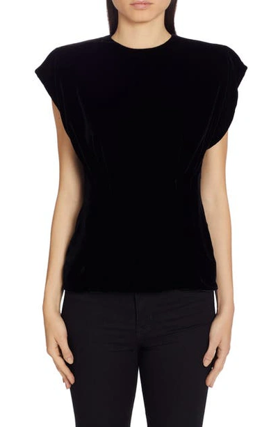 Shop Dolce & Gabbana Shoulder Pad Velvet Top In Black