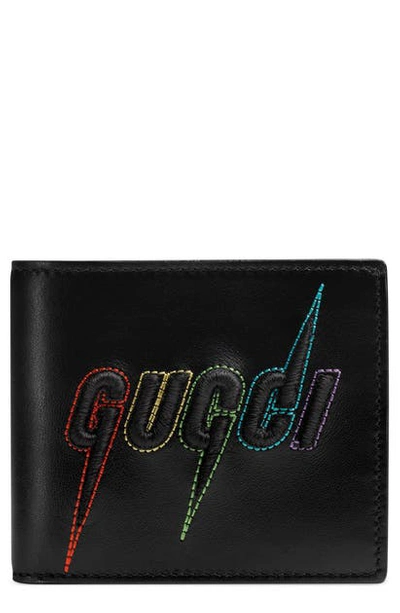 Shop Gucci Blade Embroidered Wallet In Black