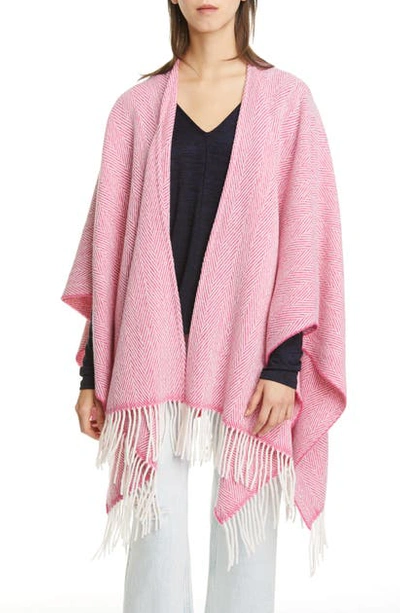 Shop Rag & Bone Herringbone Wool Blend Poncho In Pink Multi
