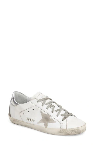 Shop Golden Goose Superstar Low Top Sneaker In White Leather/ Silver