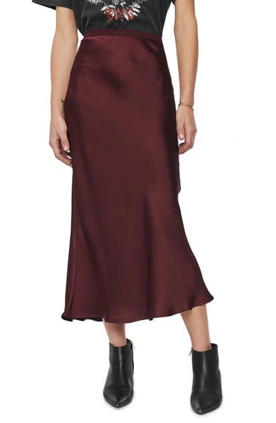 Shop Anine Bing Bar Silk Midi Skirt In Burgundy