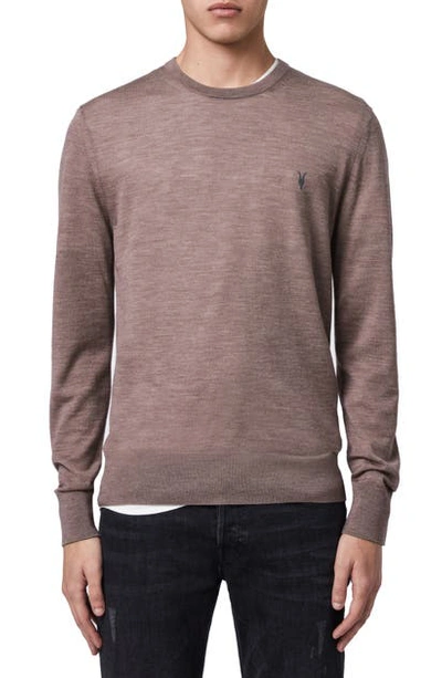 Shop Allsaints Mode Slim Fit Merino Wool Sweater In Heather Pink Marl