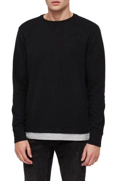 Shop Allsaints Luge Solid Long Sleeve T-shirt In Charcoal Marl