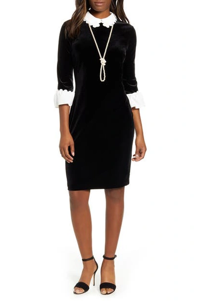 Shop Karl Lagerfeld Velvet Dress With Necklace In Black