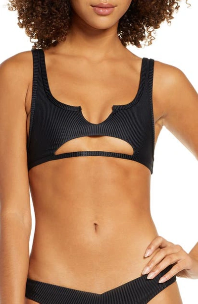 Shop Frankies Bikinis Cole Cutout Bikini Top In Black