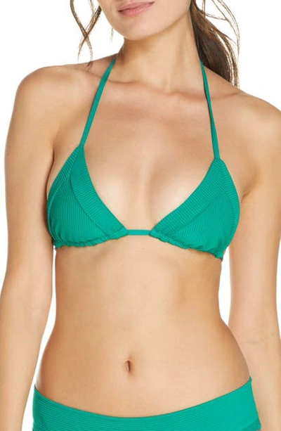 Shop Frankies Bikinis Sky Triangle Bikini Top In Emerald
