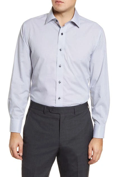 Shop Lorenzo Uomo Trim Fit Dress Shirt In White/ Blue