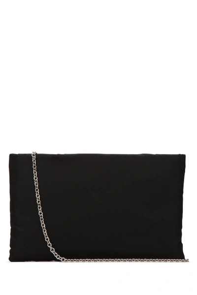 Shop Prada Crystal Embellished Clutch Bag In Black