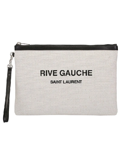 Shop Saint Laurent Rive Gauche Zippered Pouch In White