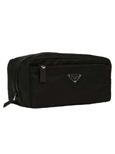 Shop Prada Logo Toiletry Bag In Black