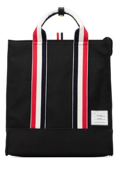 Shop Thom Browne Grosgrain Stripe Tote Bag In Black