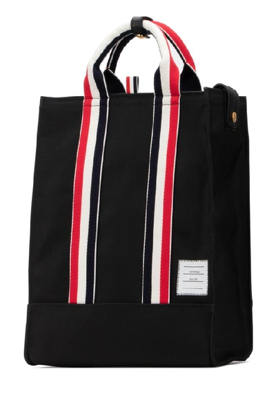 Shop Thom Browne Grosgrain Stripe Tote Bag In Black
