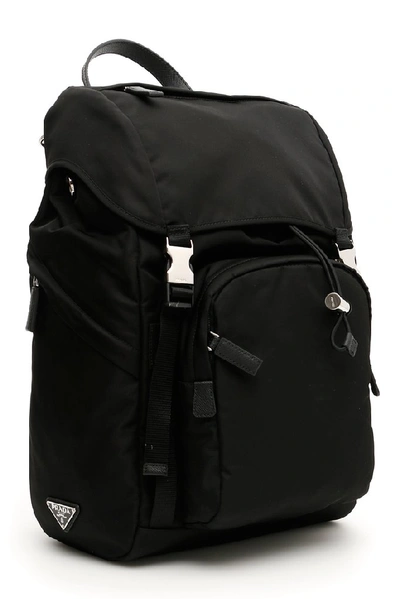 Shop Prada Front Pocket Backpack In Black