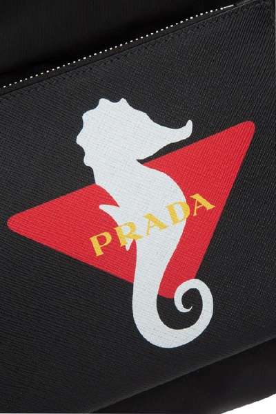 Shop Prada Logo Drawstring Backpack In Black