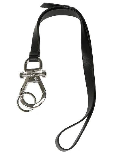 Shop Prada Long Strap Key Holder In Black