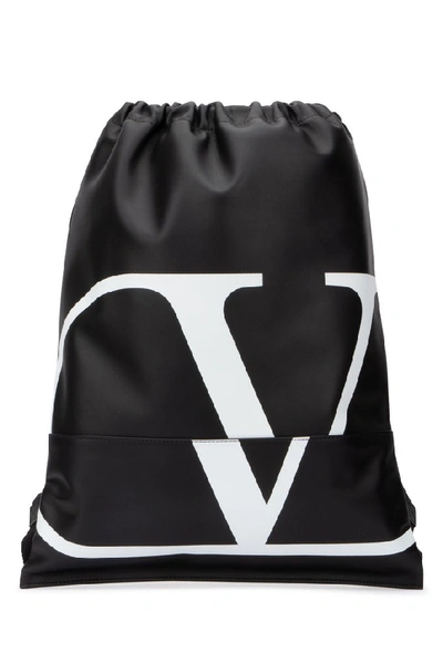 Shop Valentino Vlogo Drawstring Backpack In Black