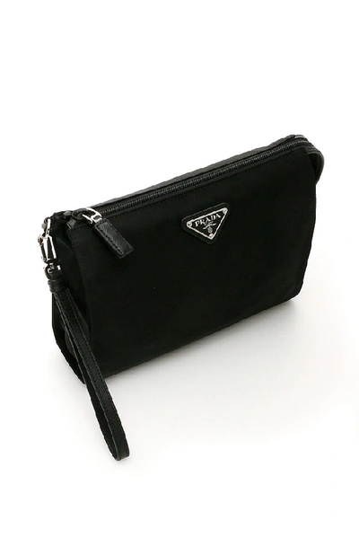 Shop Prada Zipped Logo Wash Bag In Black