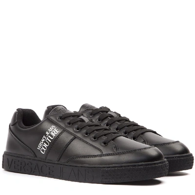 Shop Versace Jeans Couture Logo Printed Sneakers In Black