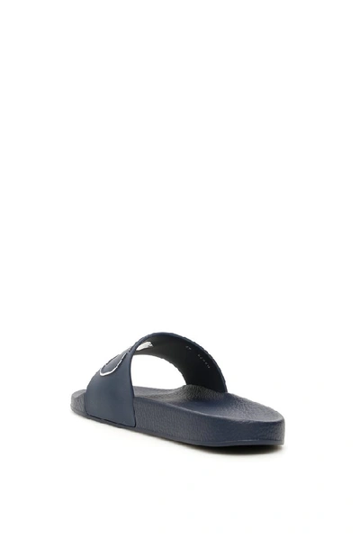 Shop Valentino V Logo Slides In Blue