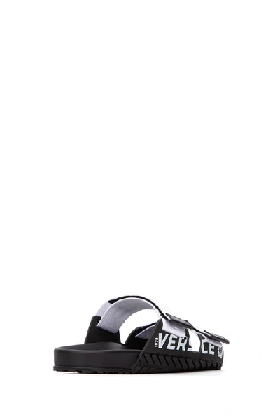 Shop Versace Logo Tough Strap Slides In Multi