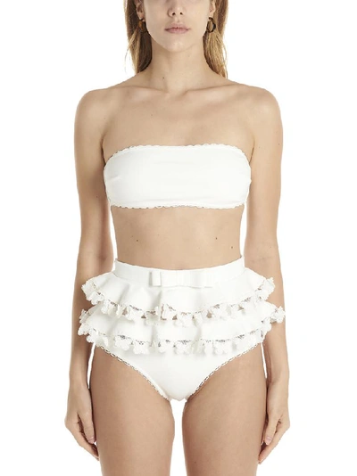 Shop Zimmermann Lace Detail Bikini In White