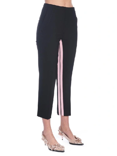 Shop N°21 Contrast Bands Cropped Trousers In Black