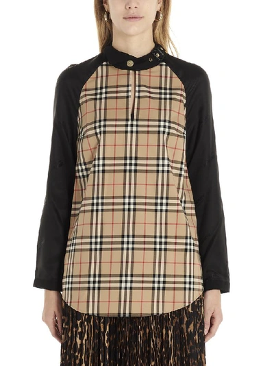 Shop Burberry Vintage Check Buckle Collared Blouse In Multi