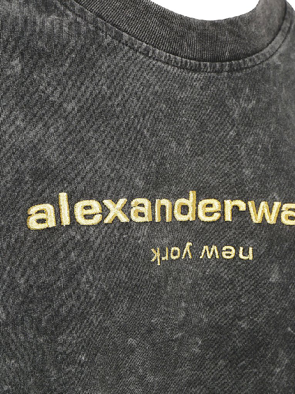 Alexander Wang Logo Embroidered Cropped Top In Black | ModeSens