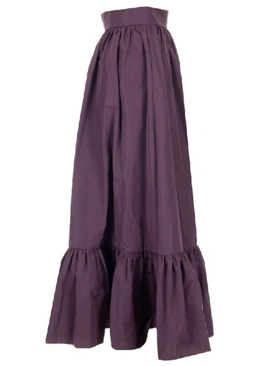 Shop Valentino Ruffled Maxi Skirt In Purple