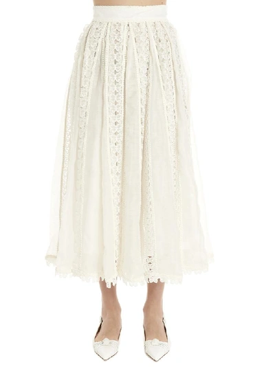 Shop Zimmermann Super Eight Butterfly Embroidered Skirt In White