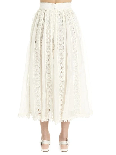 Shop Zimmermann Super Eight Butterfly Embroidered Skirt In White