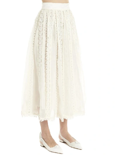 Shop Zimmermann Super Eight Butterfly Embroidered Skirt In White