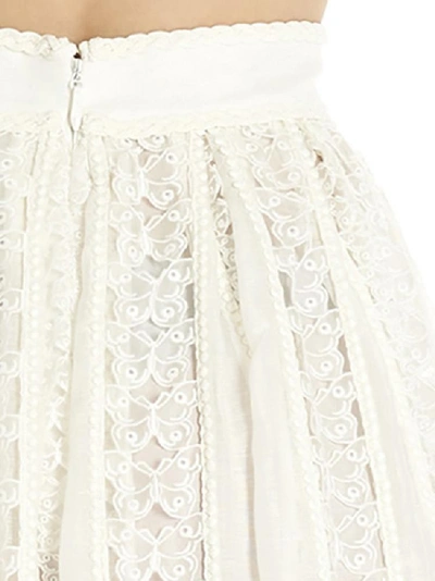 Shop Zimmermann Super Eight Butterfly Embroidered Skirt In White
