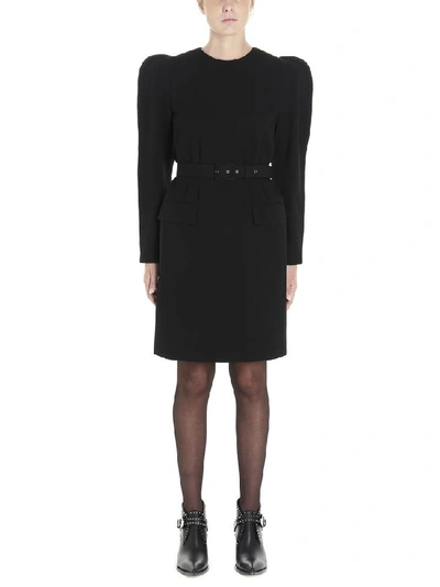 Shop Givenchy Structured Belted Mini Dress In Black