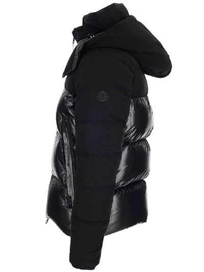 Shop Moncler Blanc Padded Hooded Jacket In Black