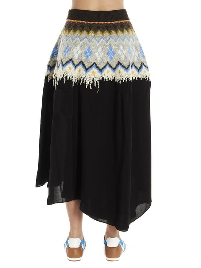 Shop Loewe Asymmetrical Knit Detail Skirt In Multi