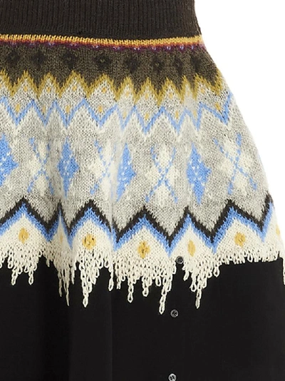 Shop Loewe Asymmetrical Knit Detail Skirt In Multi