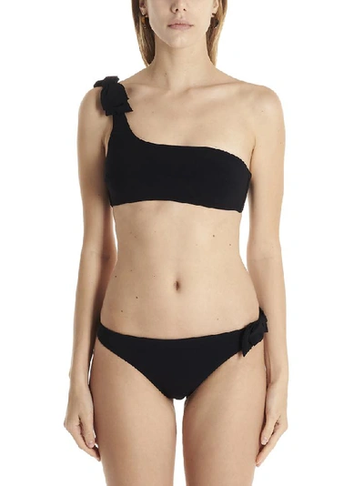 Shop Zimmermann Zinnia One Shouldered Bow Bikini In Black