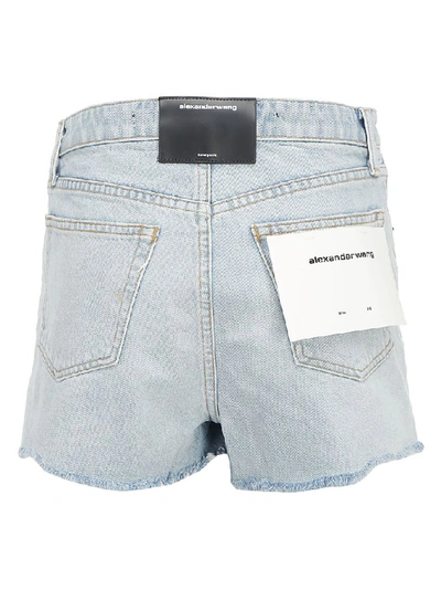Shop Alexander Wang Frayed Mini Shorts In Blue