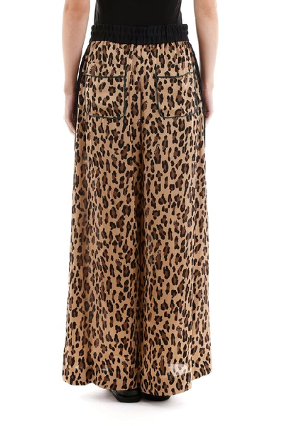Shop Sacai Leopard Printed Wide Leg Pants In Multi