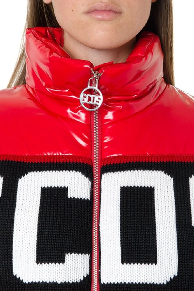 Shop Gcds Logo Panelled Down Jacket In Red