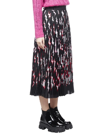 Shop Prada Pleated Midi Skirt In Multi