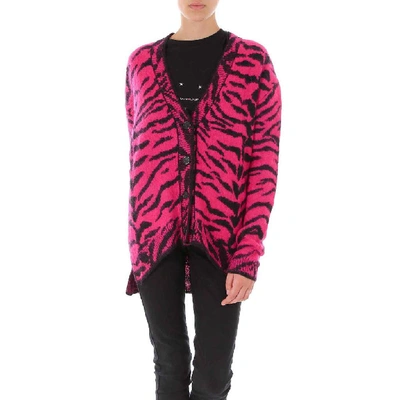 Shop Saint Laurent Zebra Patterned Cardigan In Multi