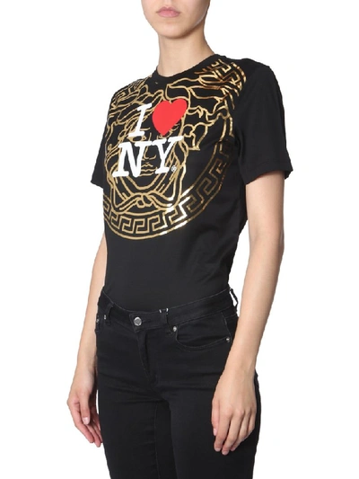 Shop Versace I Love New York Logo Print T In Black